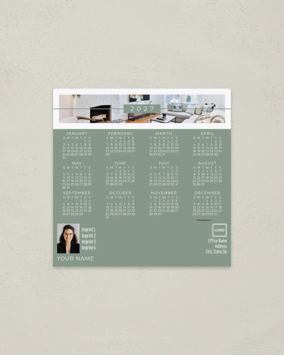 This is a 5½" x 5½" Full Magnet Calendar called Model Room printed in full color with a Standard Gloss finish