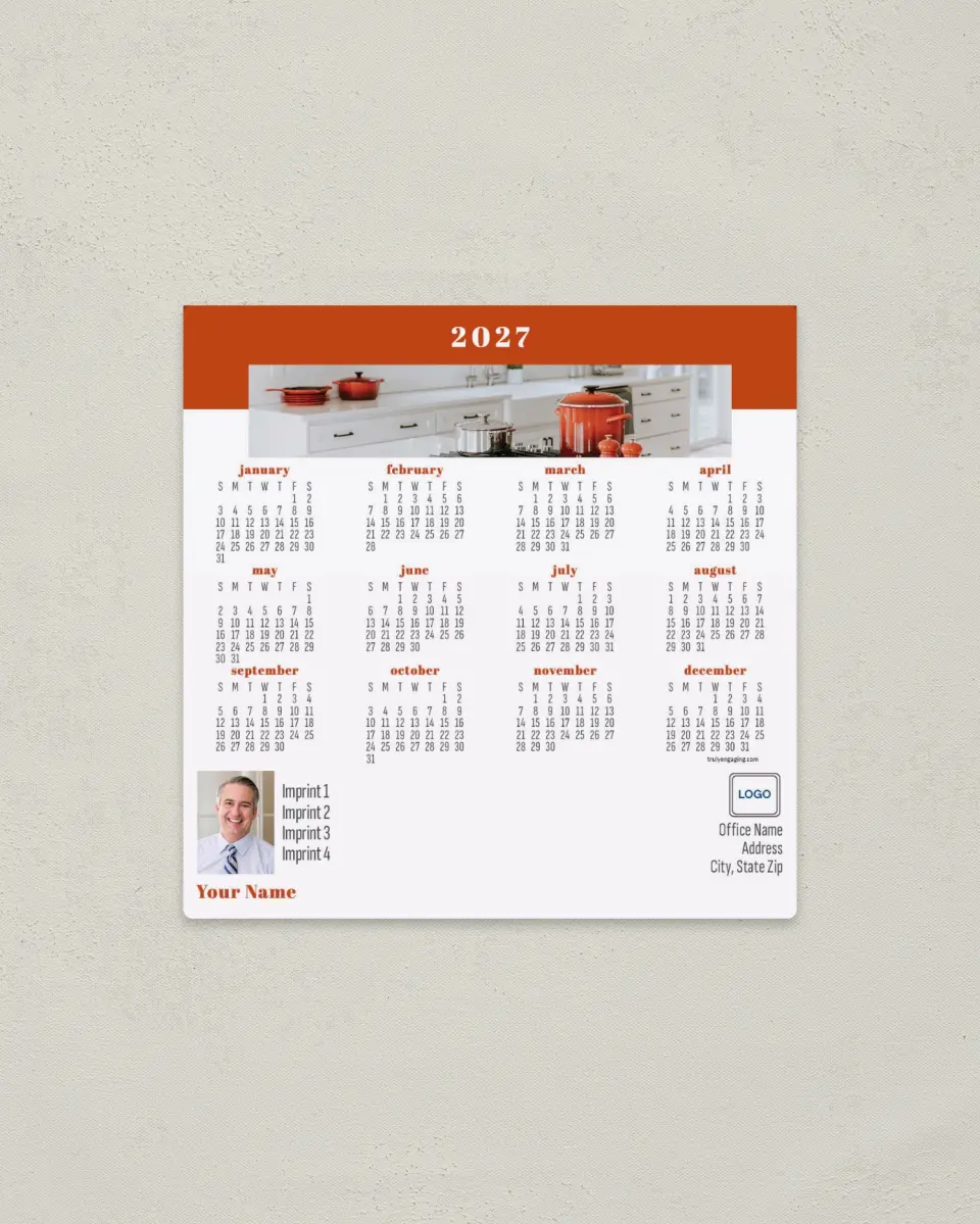 This is a 5½" x 5½" Full Magnet Calendar called Bold Kitchen printed in full color with a Standard Gloss finish