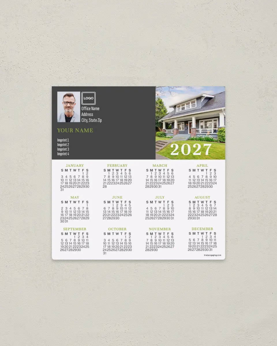 This is a 5½" x 5½" Full Magnet Calendar called Listed Dates printed in full color with a Standard Gloss finish