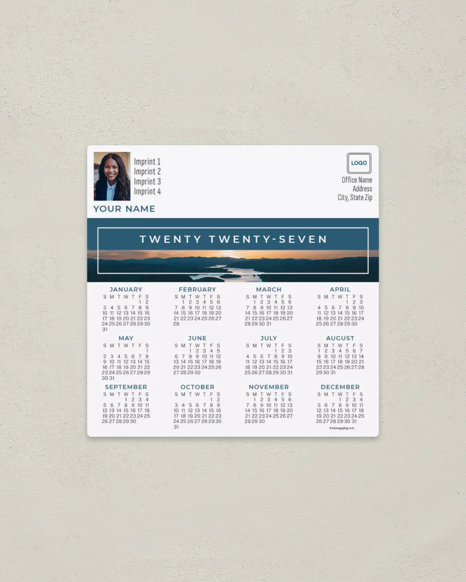 This is a 5½" x 5½" Full Magnet Calendar called Bold Year printed in full color with a Standard Gloss finish