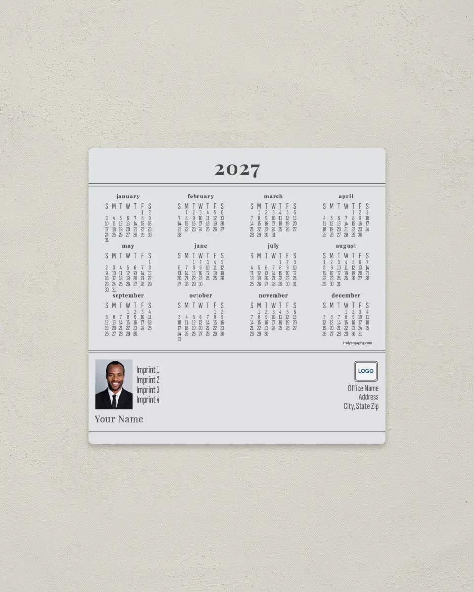 This is a 5½" x 5½" Full Magnet Calendar called Date List printed in full color with a Standard Gloss finish