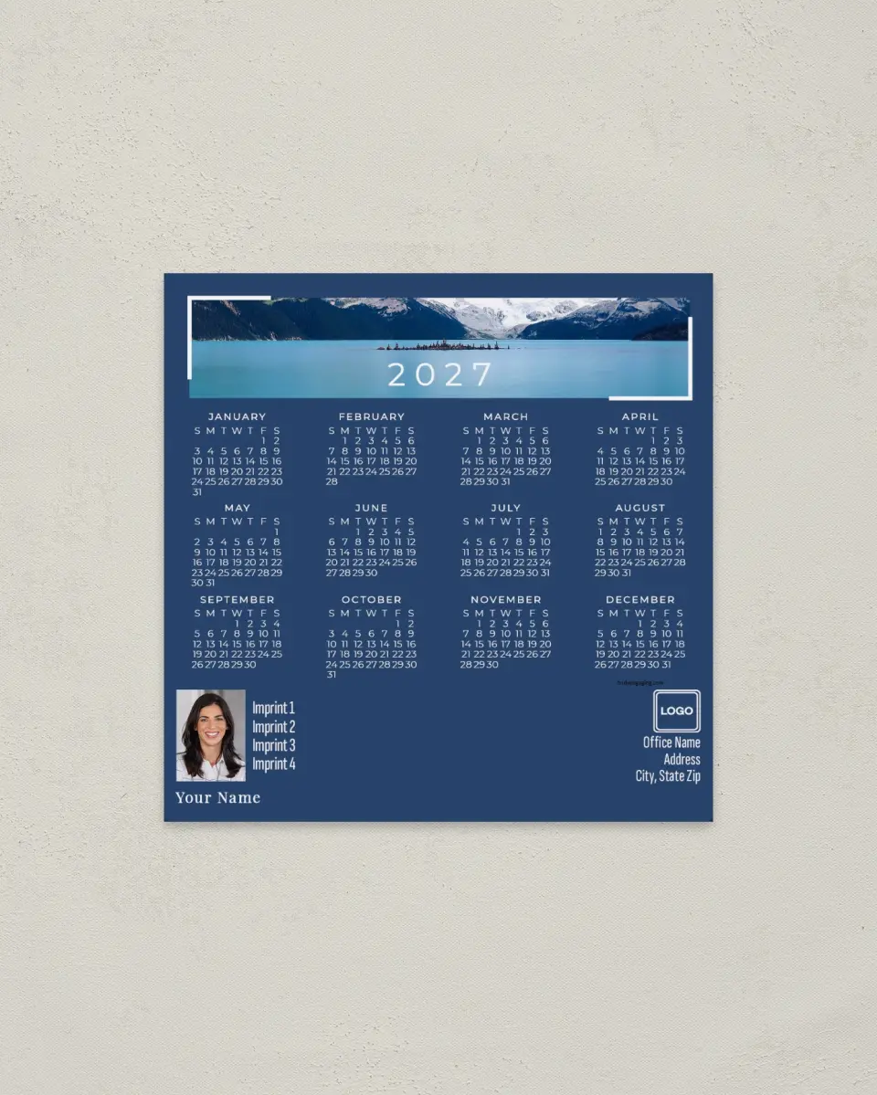 This is a 5½" x 5½" Full Magnet Calendar called Scenic Snapshot printed in full color with a Standard Gloss finish