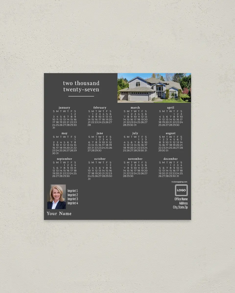 This is a 5½" x 5½" Full Magnet Calendar called Quiet Home printed in full color with a Standard Gloss finish