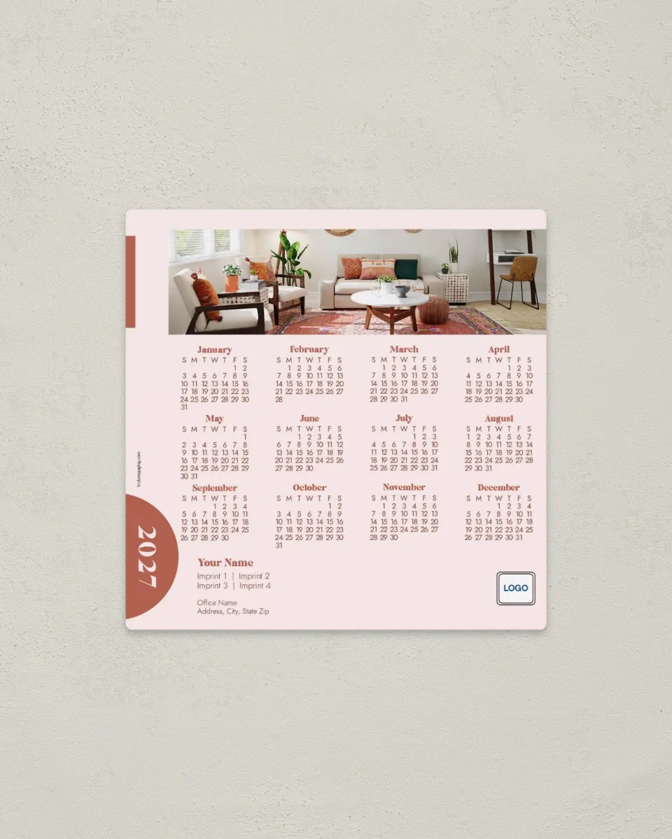 This is a 5½" x 5½" Full Magnet Calendar called Boho Shapes printed in full color with a Standard Gloss finish