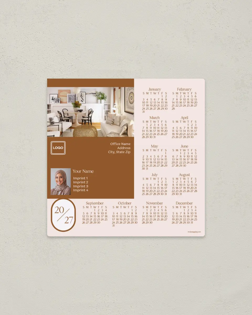 This is a 5½" x 5½" Full Magnet Calendar called Full Year printed in full color with a Standard Gloss finish