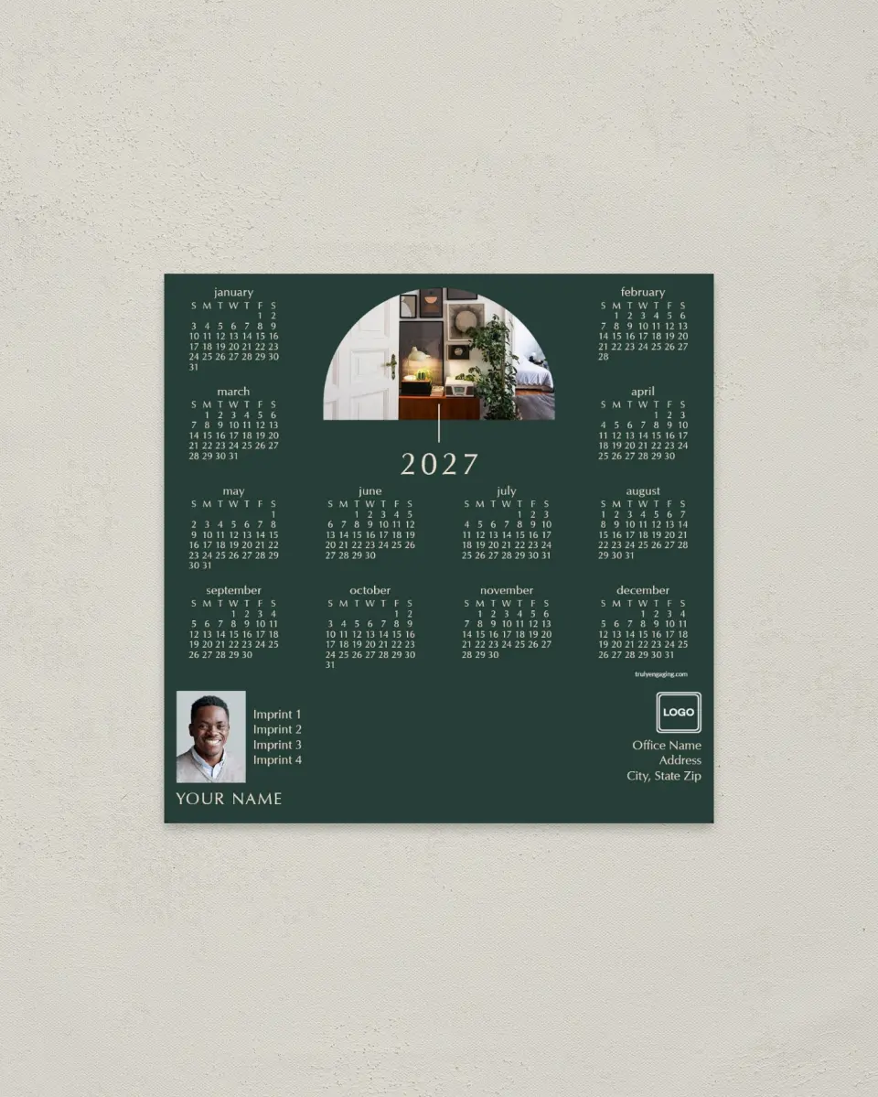 This is a 5½" x 5½" Full Magnet Calendar called Home Arch printed in full color with a Standard Gloss finish