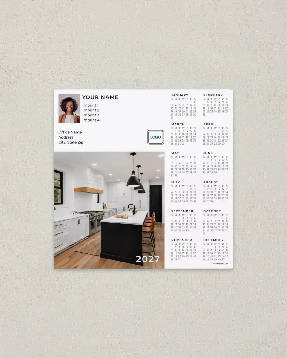 This is a 5½" x 5½" Full Magnet Calendar called Homestead Harmony printed in full color with a Standard Gloss finish