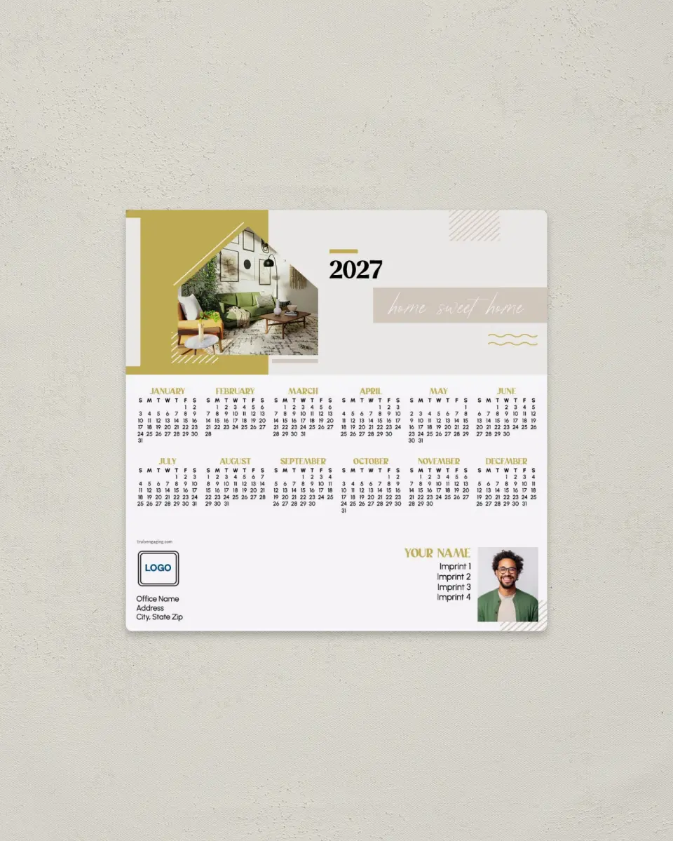 This is a 5½" x 5½" Full Magnet Calendar called Contemporary Comfort printed in full color with a Standard Gloss finish