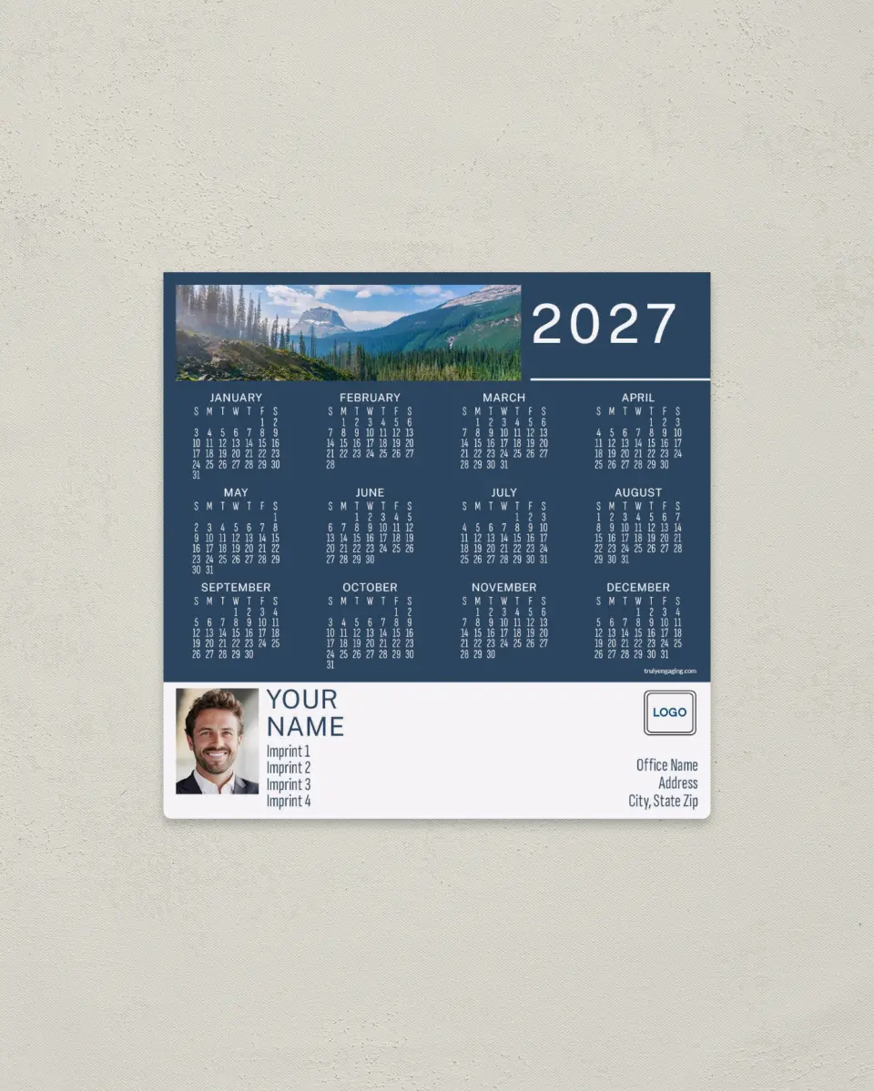 This is a 5½" x 5½" Full Magnet Calendar called Tranquil Falls printed in full color with a Standard Gloss finish