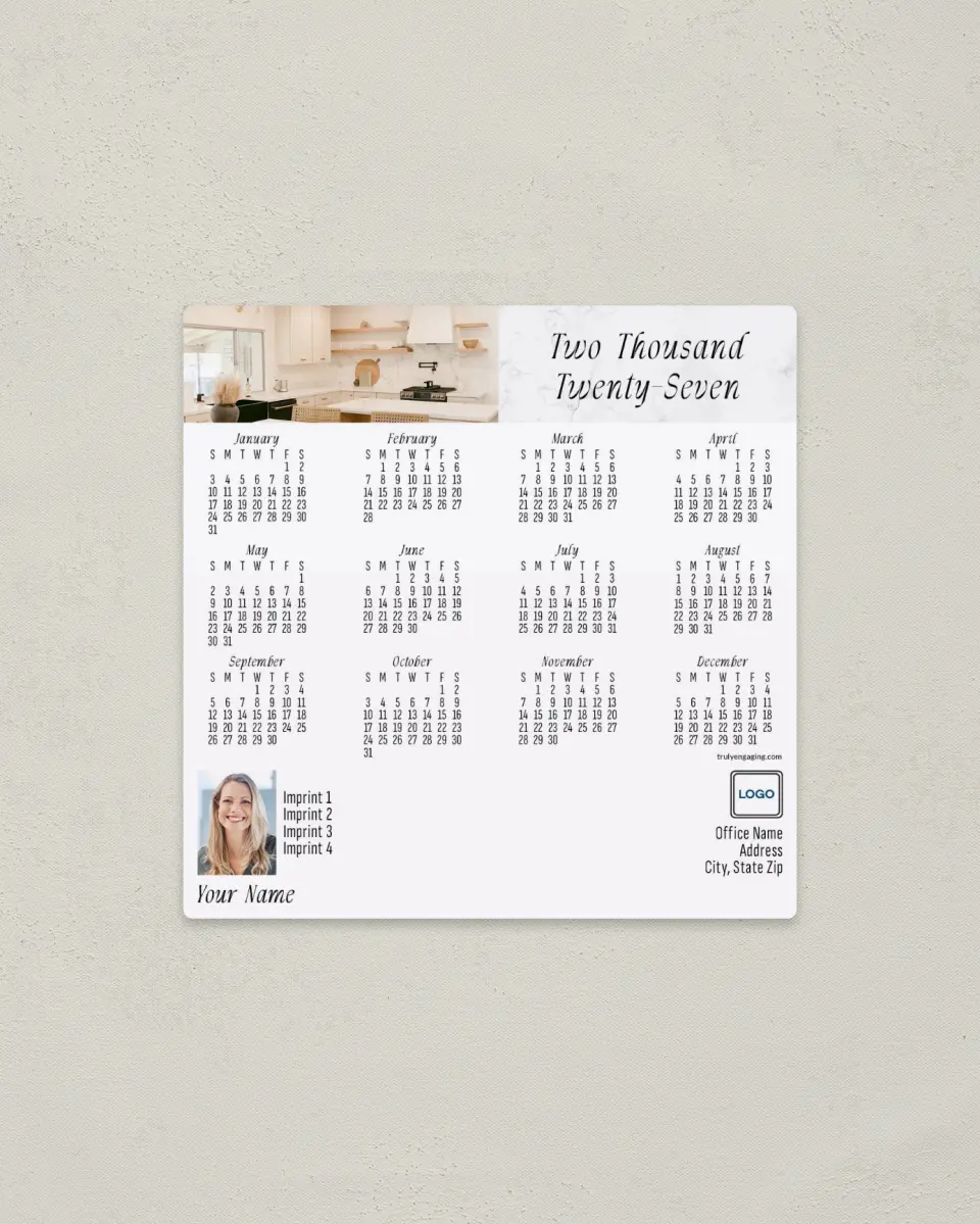 This is a 5½" x 5½" Full Magnet Calendar called Home Dining printed in full color with a Standard Gloss finish