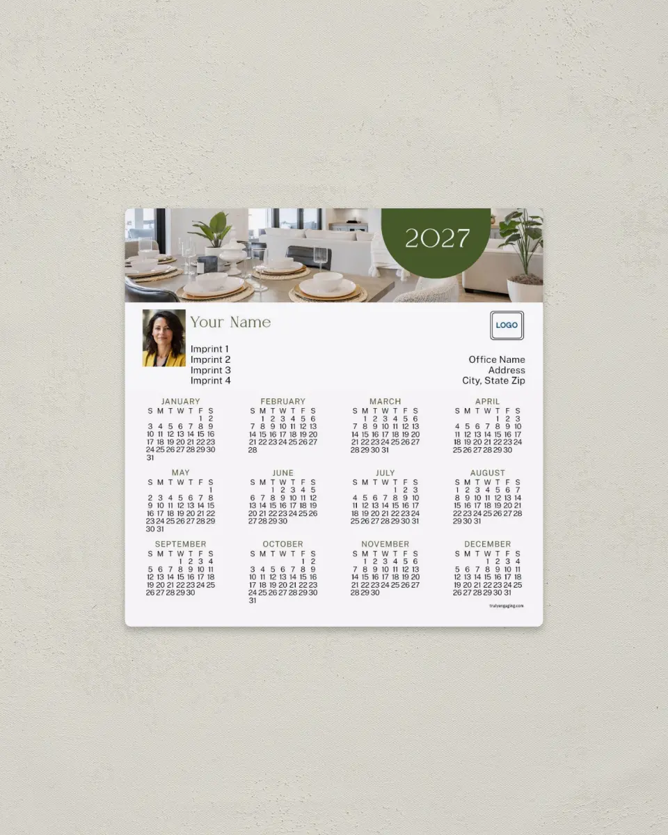 This is a 5½" x 5½" Full Magnet Calendar called Kitchen Table Reflections printed in full color with a Standard Gloss finish