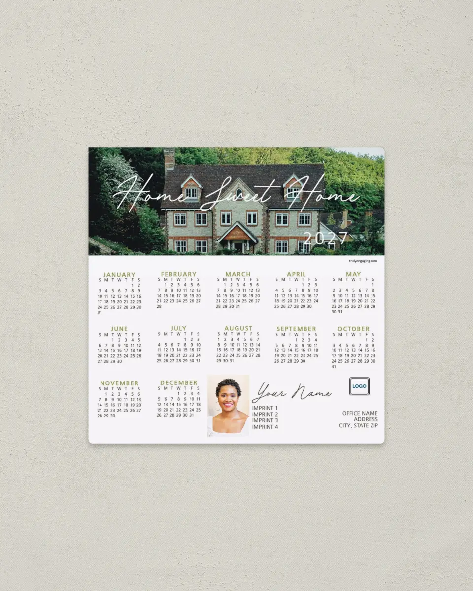 This is a 5½" x 5½" Full Magnet Calendar called Home on the Horizon printed in full color with a Standard Gloss finish