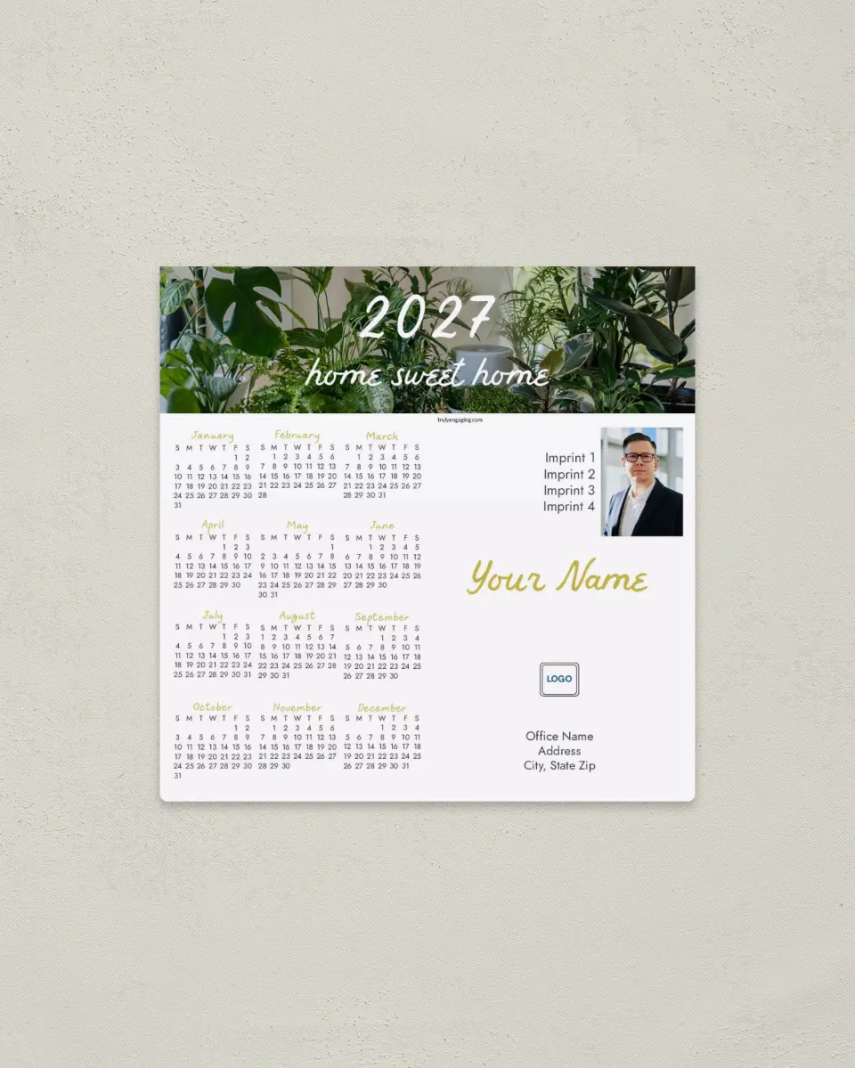This is a 5½" x 5½" Full Magnet Calendar called Rooted in Time printed in full color with a Standard Gloss finish