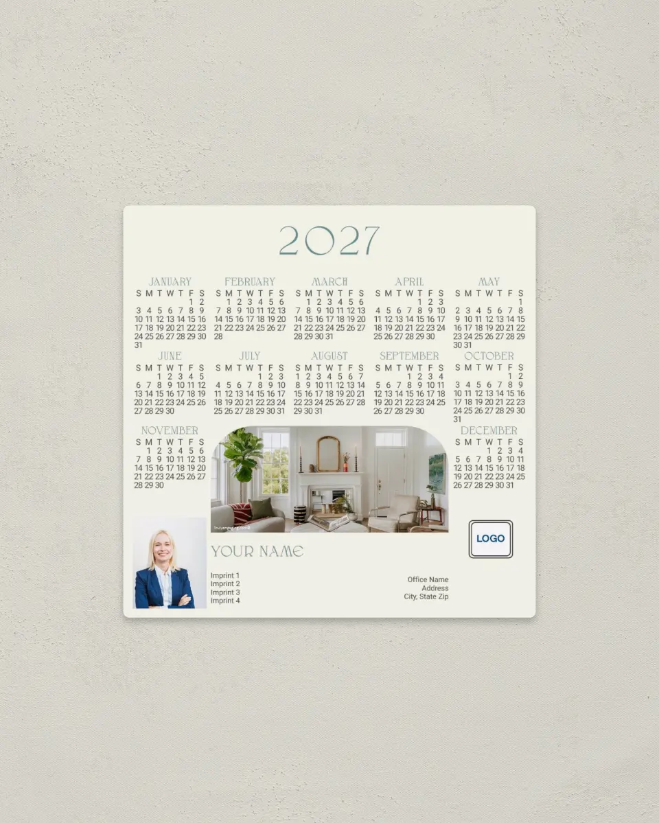 This is a 5½" x 5½" Full Magnet Calendar called Gold Arch printed in full color with a Standard Gloss finish