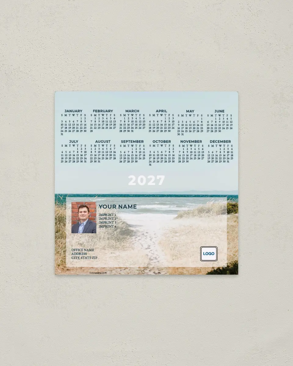 This is a 5½" x 5½" Full Magnet Calendar called Sand Dunes printed in full color with a Standard Gloss finish