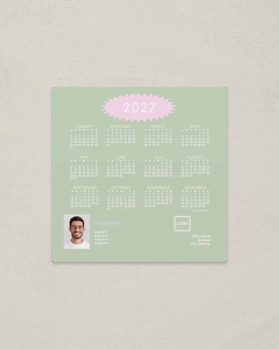 This is a 5½" x 5½" Full Magnet Calendar called Time Flies printed in full color with a Standard Gloss finish