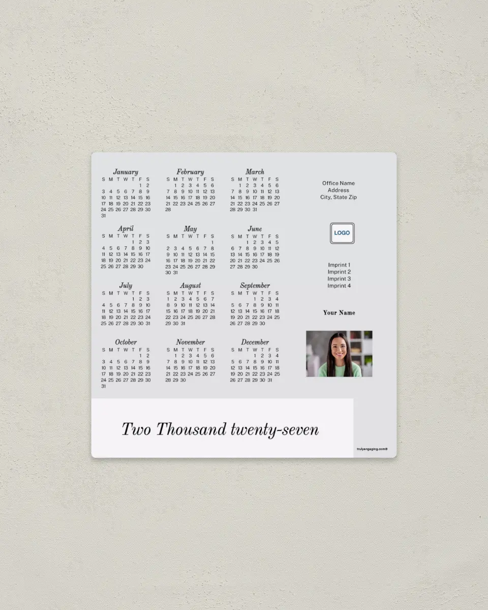 This is a 5½" x 5½" Full Magnet Calendar called Pure Bliss printed in full color with a Standard Gloss finish