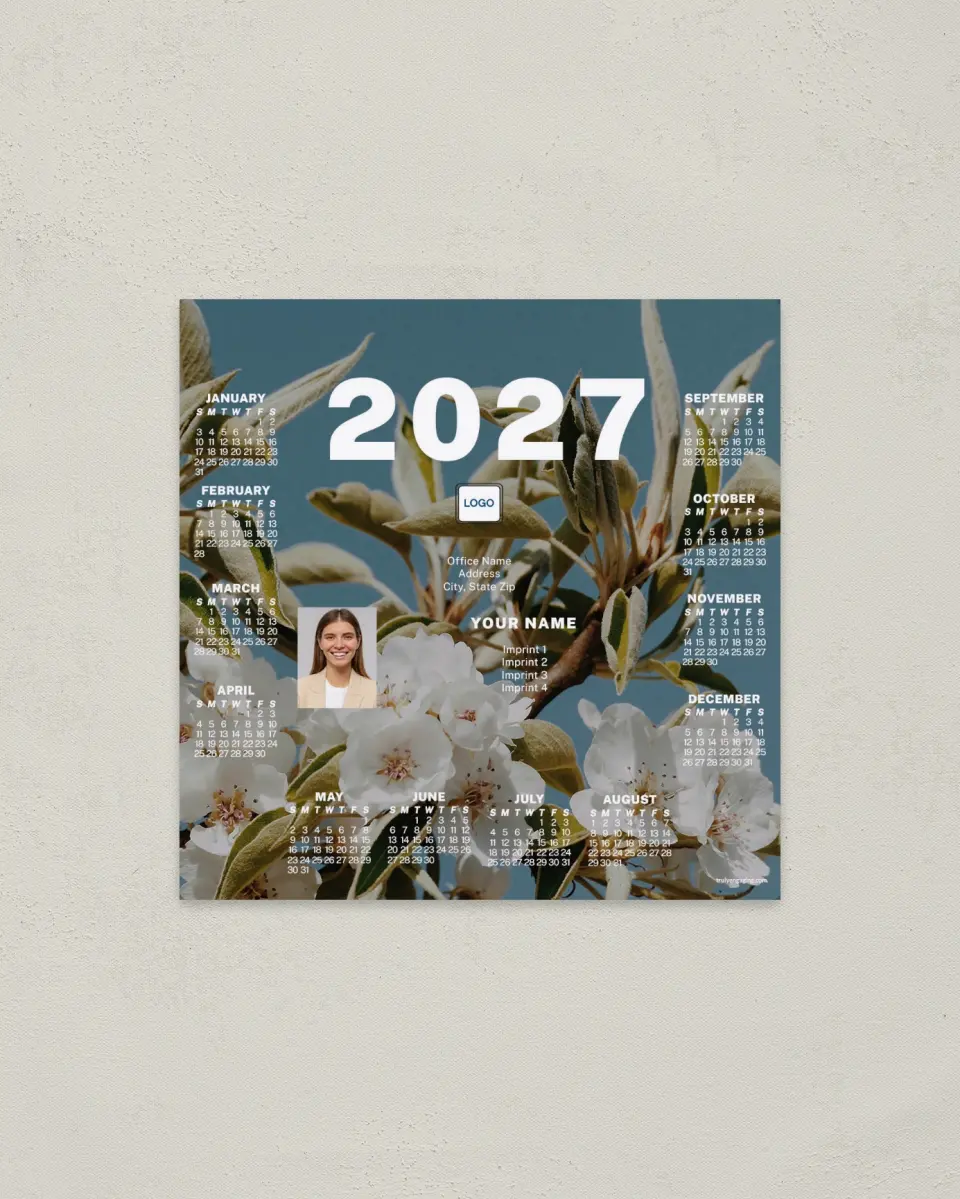 This is a 5½" x 5½" Full Magnet Calendar called Sweet Bloom printed in full color with a Standard Gloss finish