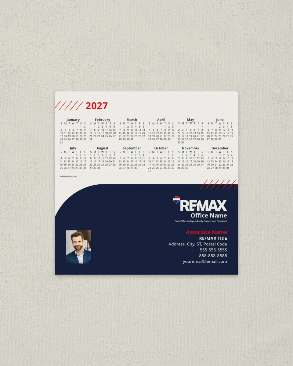 This is a 5½" x 5½" REMAX Calendar called REMAX Arched Agent printed in full color with a Standard Gloss finish