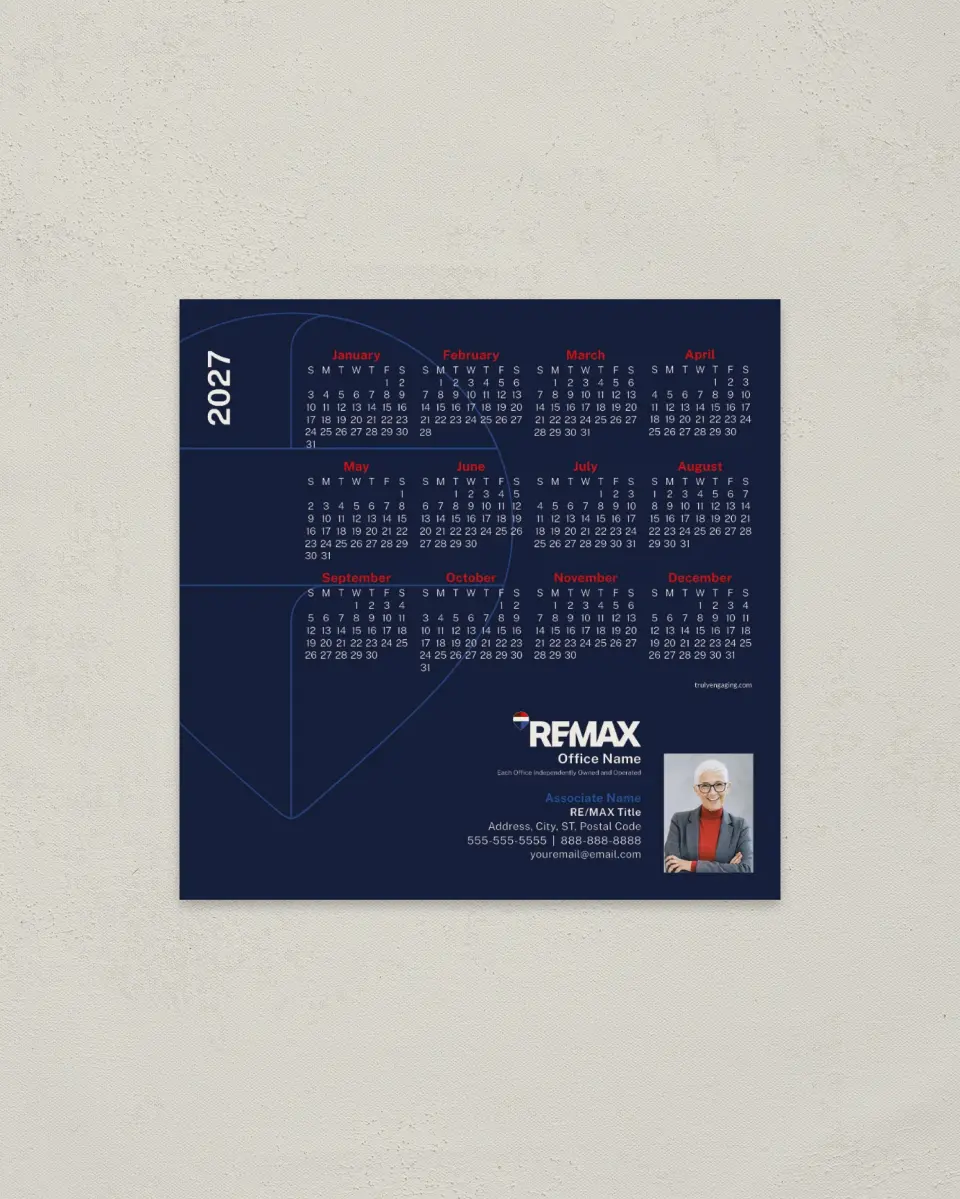 This is a 5½" x 5½" REMAX Calendar called REMAX Balloon Outline printed in full color with a Standard Gloss finish