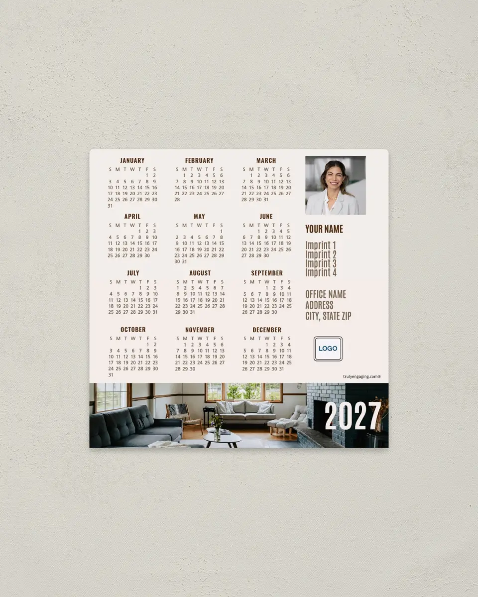 This is a 5½" x 5½" Full Magnet Calendar called Moody Interior printed in full color with a Standard Gloss finish