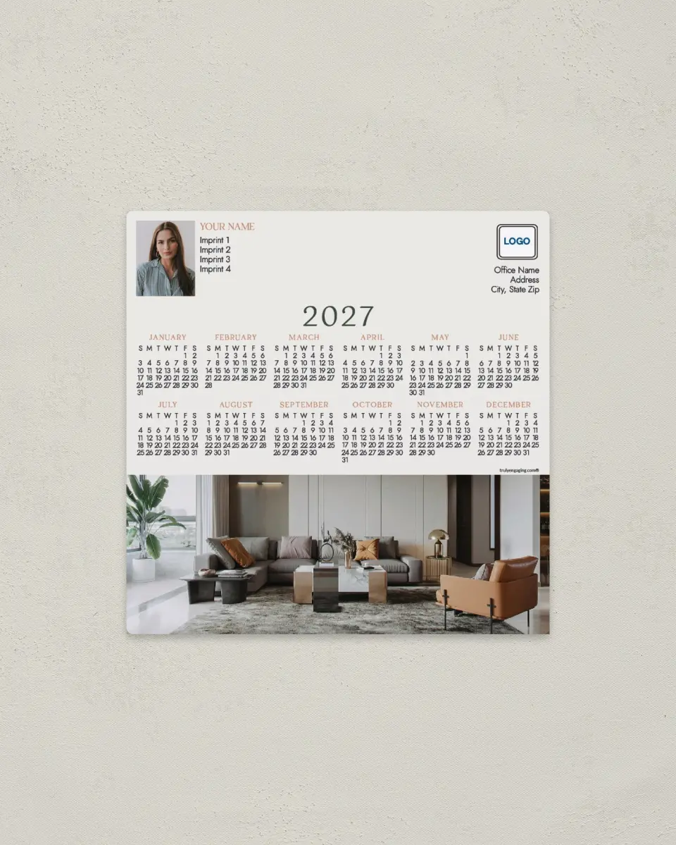This is a 5½" x 5½" Full Magnet Calendar called Clean and Modern printed in full color with a Standard Gloss finish