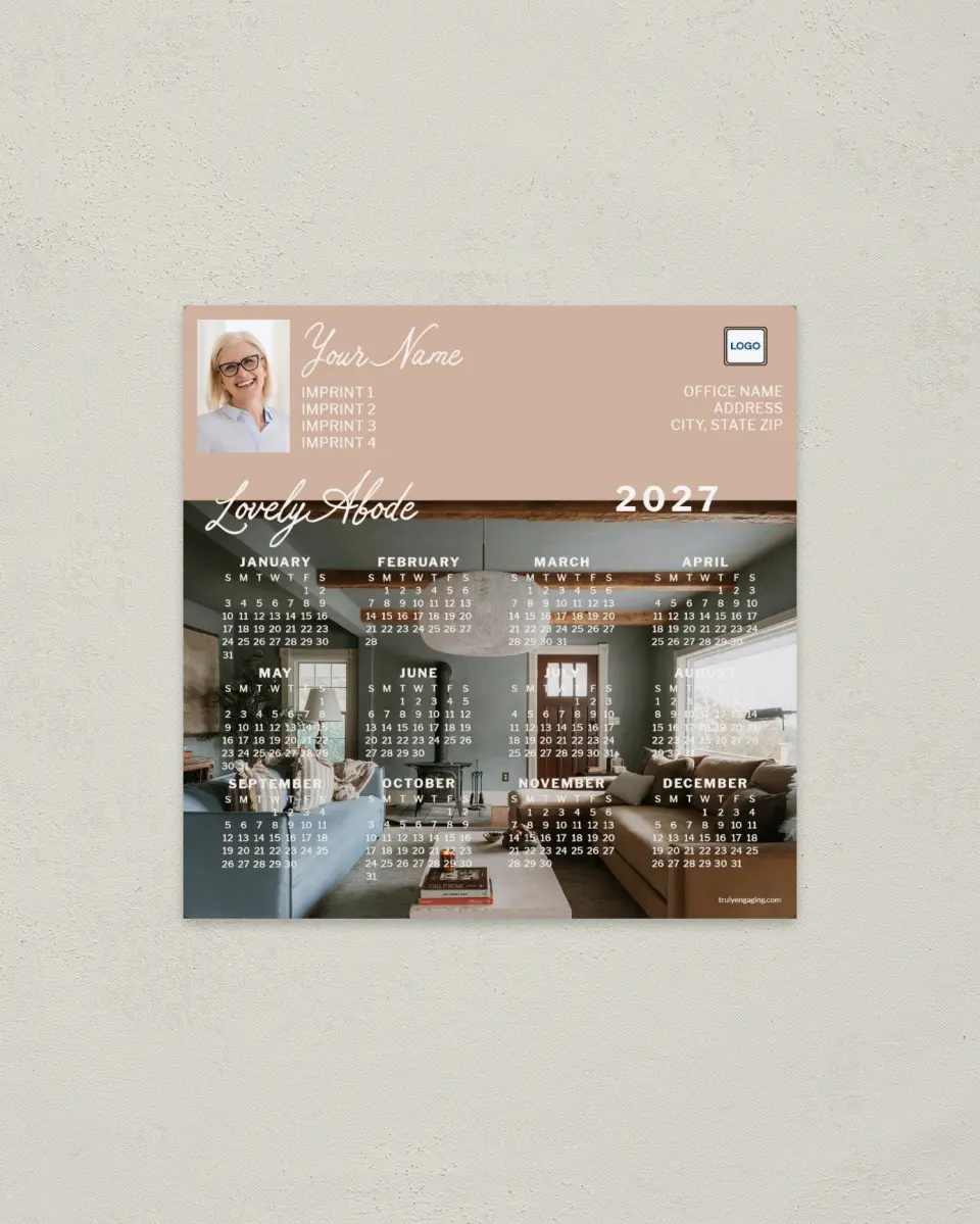 This is a 5½" x 5½" Full Magnet Calendar called Lovely Abode printed in full color with a Standard Gloss finish