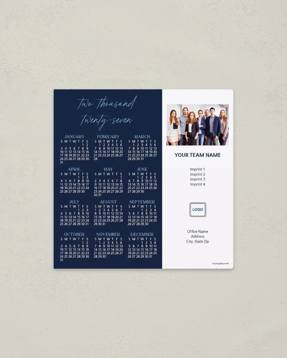 This is a 5½" x 5½" Full Magnet Calendar called Professional Team printed in full color with a Standard Gloss finish