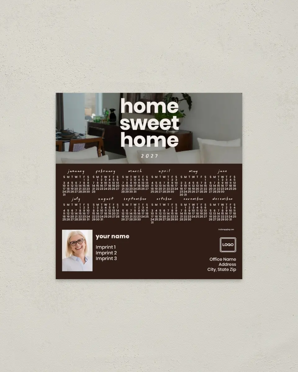 This is a 5½" x 5½" Full Magnet Calendar called Cozy Corner printed in full color with a Standard Gloss finish