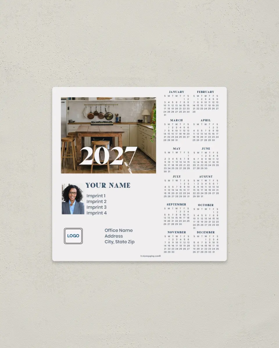 This is a 5½" x 5½" Full Magnet Calendar called Home Base printed in full color with a Standard Gloss finish