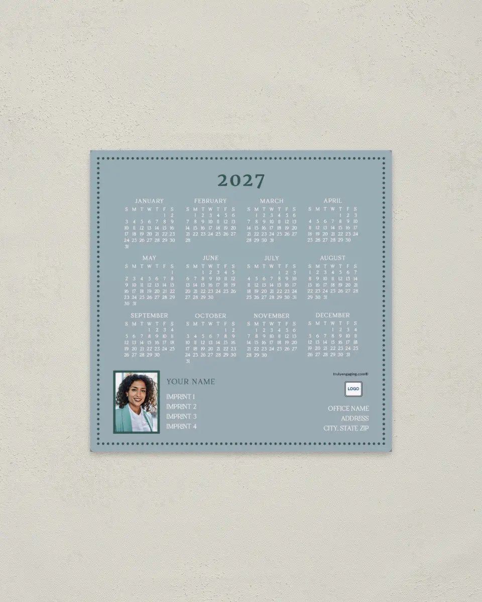 This is a 5½" x 5½" Full Magnet Calendar called Dotted I's printed in full color with a Standard Gloss finish