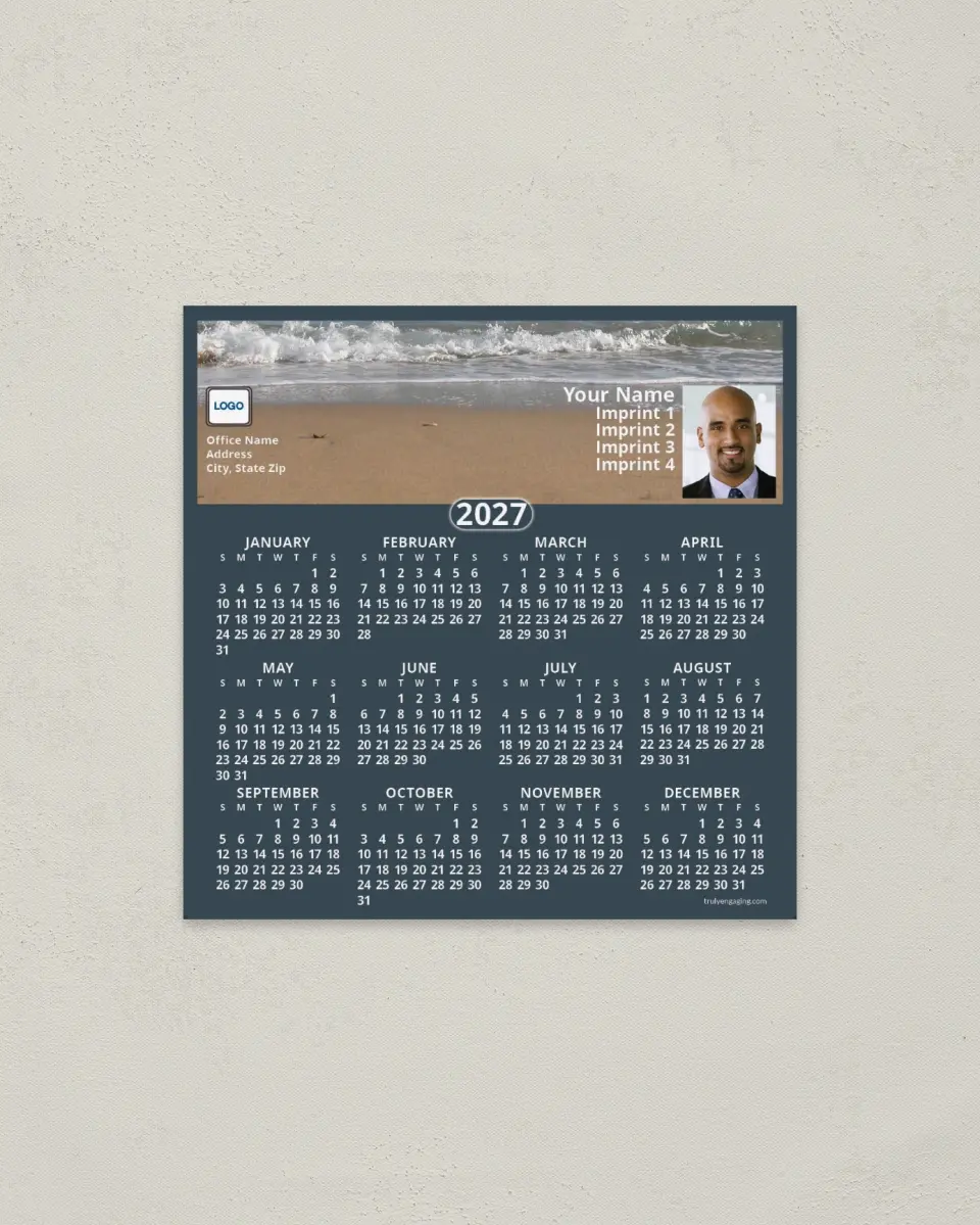 This is a 5½" x 5½" Full Magnet Calendar called Waves from the Ocean printed in full color with a Standard Gloss finish
