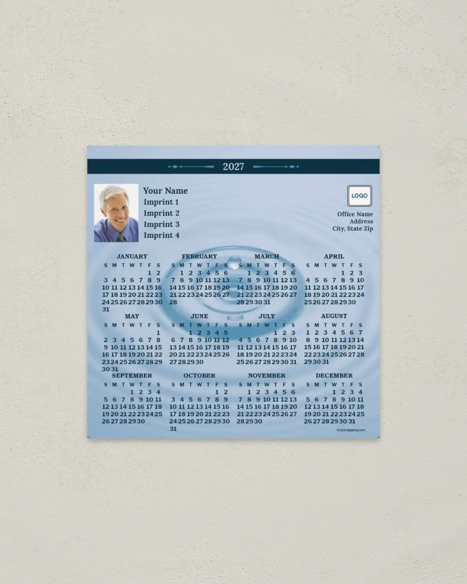This is a 5½" x 5½" Full Magnet Calendar called Water Drop printed in full color with a Standard Gloss finish