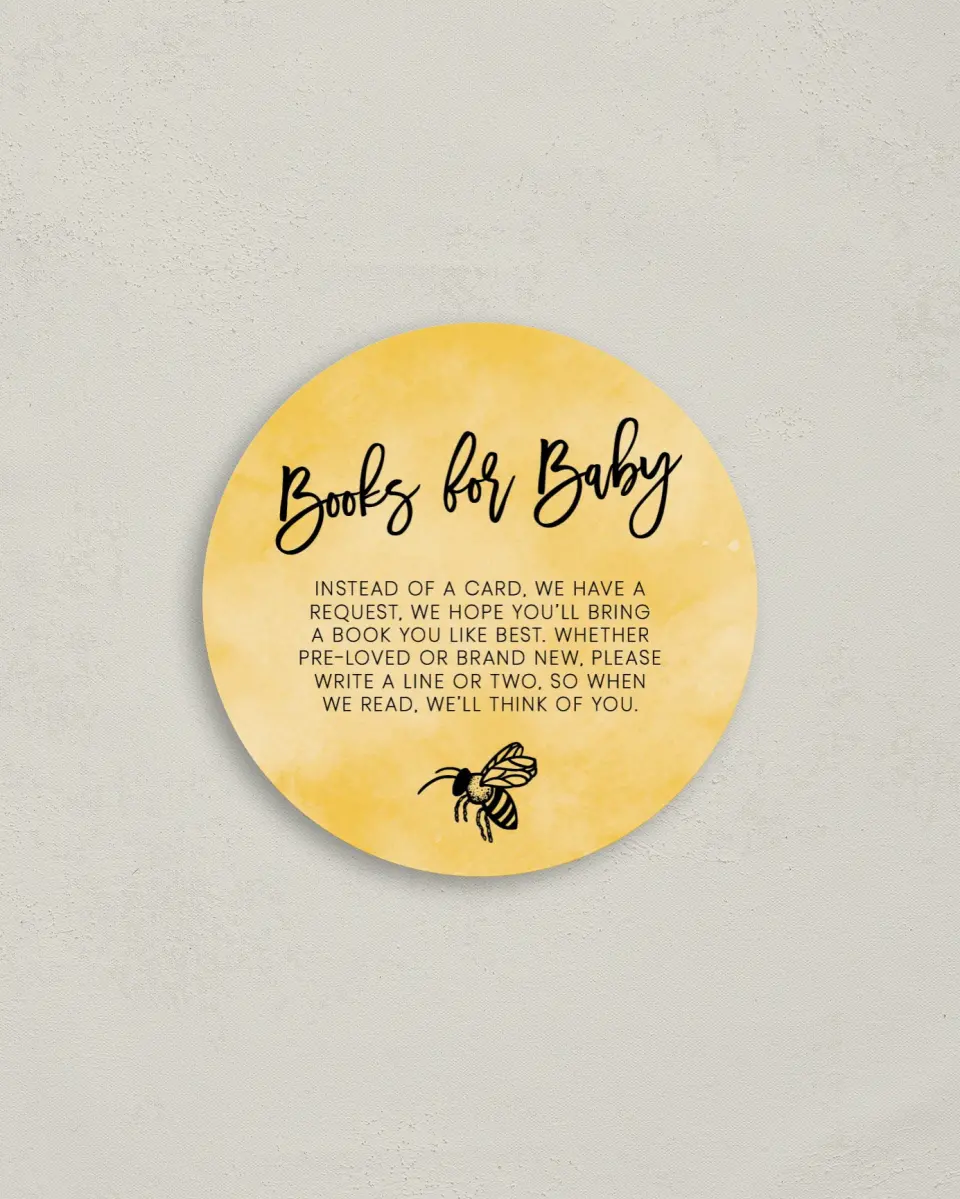 This is a 4" x 4" Details Card called Mama to Bee printed in full color with Silver foil on Luxe Satin (coated) paper