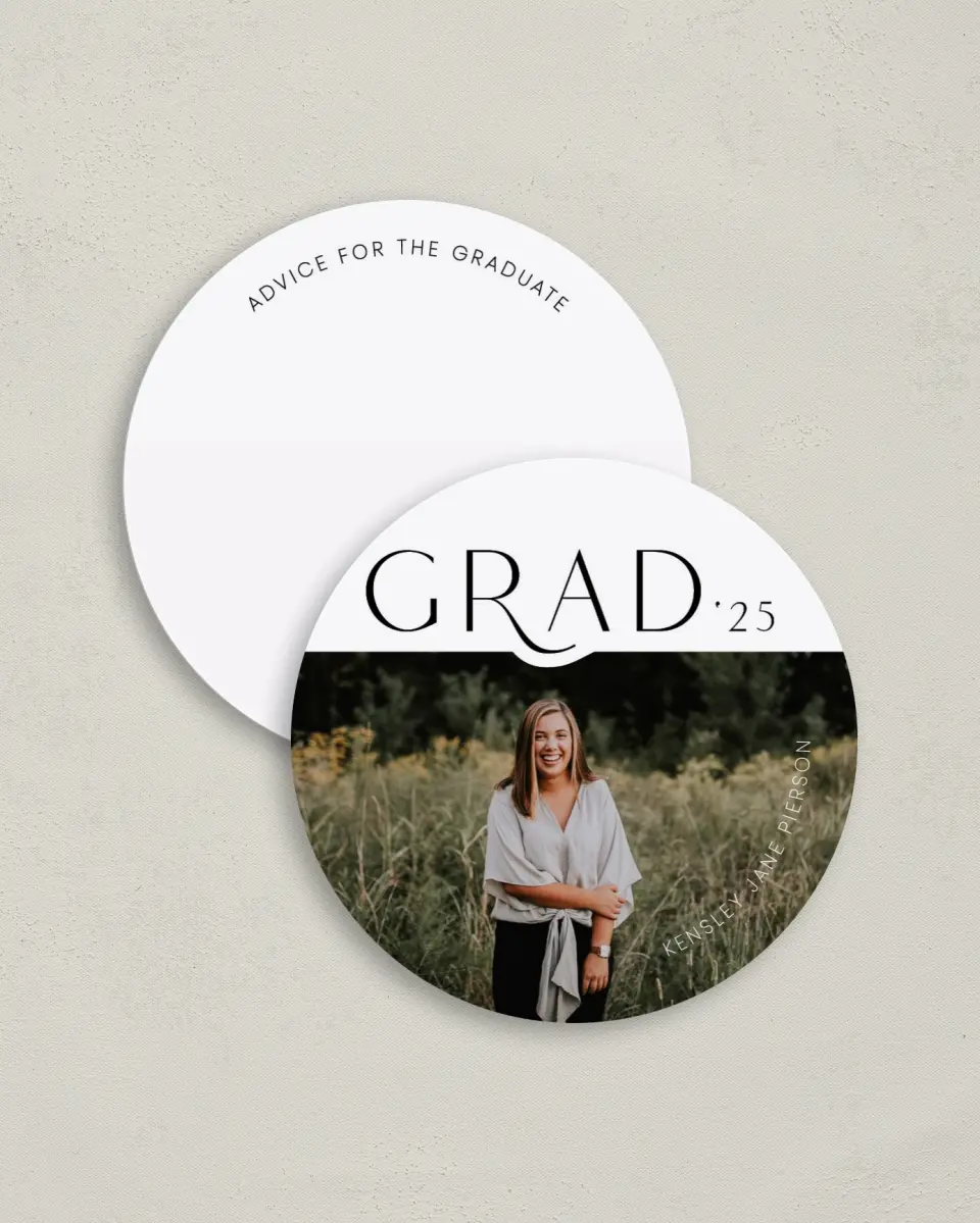 This is a 4" x 4" Advice Card called Modern Scholar printed in full color on Luxe Satin (coated) paper