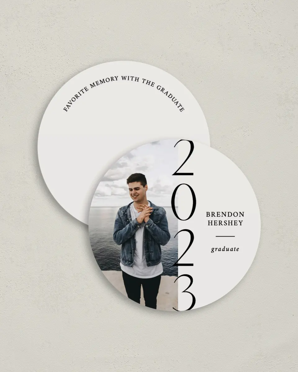 This is a 4" x 4" Share a Memory Card called On the Edge printed in full color on Luxe Satin (coated) paper