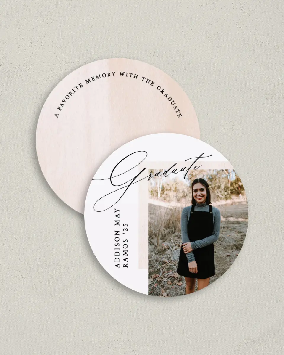This is a 4" x 4" Share a Memory Card called Cute Commencement printed in full color on Luxe Satin (coated) paper