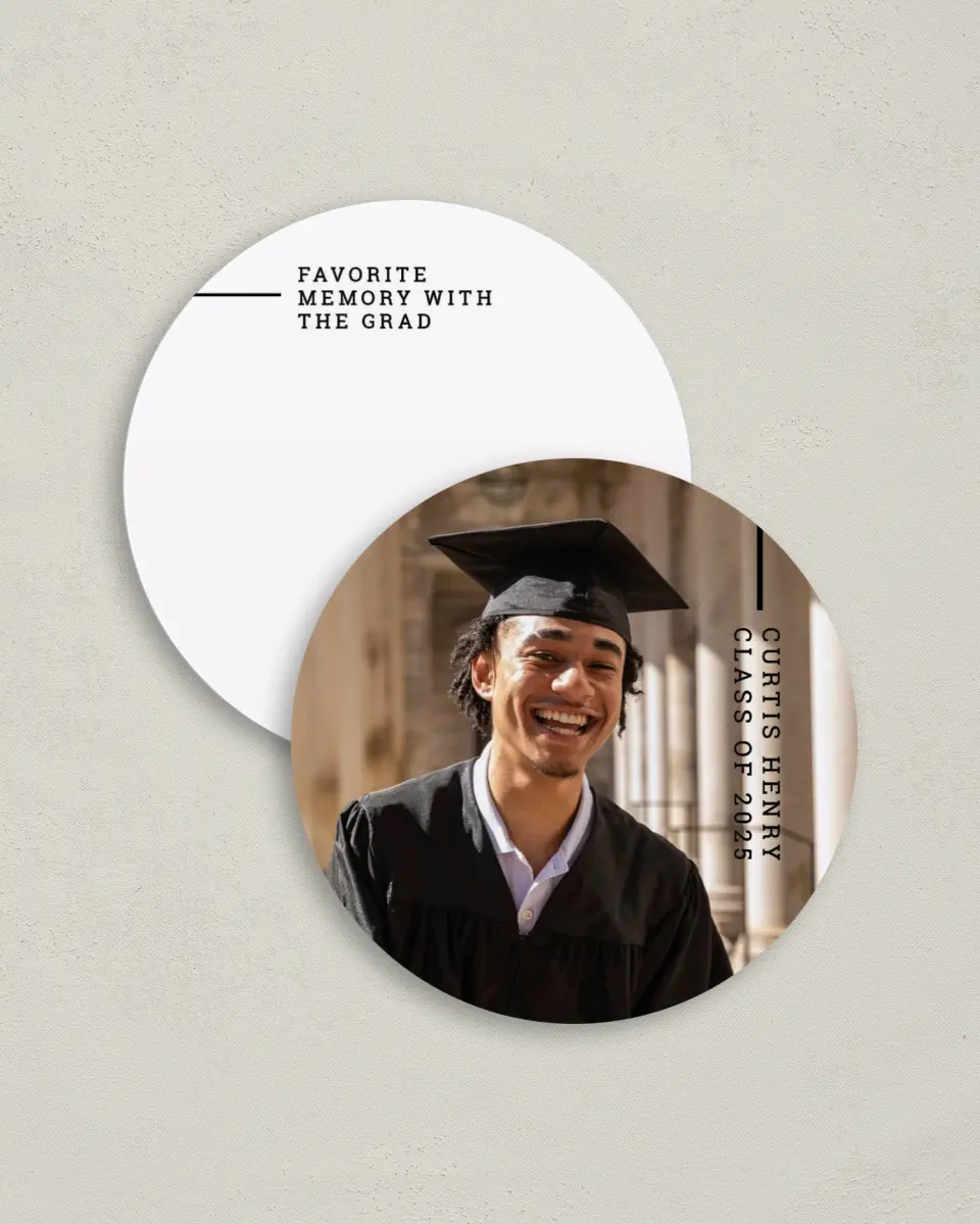 This is a 4" x 4" Share a Memory Card called Serious Scholar printed in full color on Luxe Satin (coated) paper