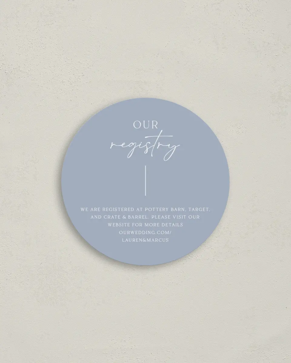 This is a 4" x 4" Registry Card called Charming View printed in full color on Luxe Satin (coated) paper