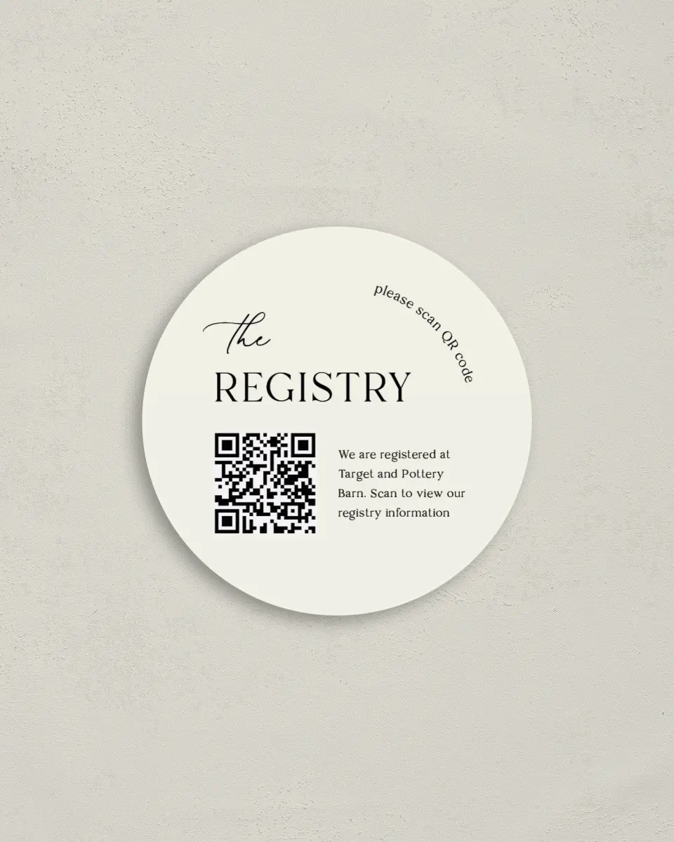 This is a 4" x 4" Registry Card called Tidy Twist printed in full color on Luxe Satin (coated) paper