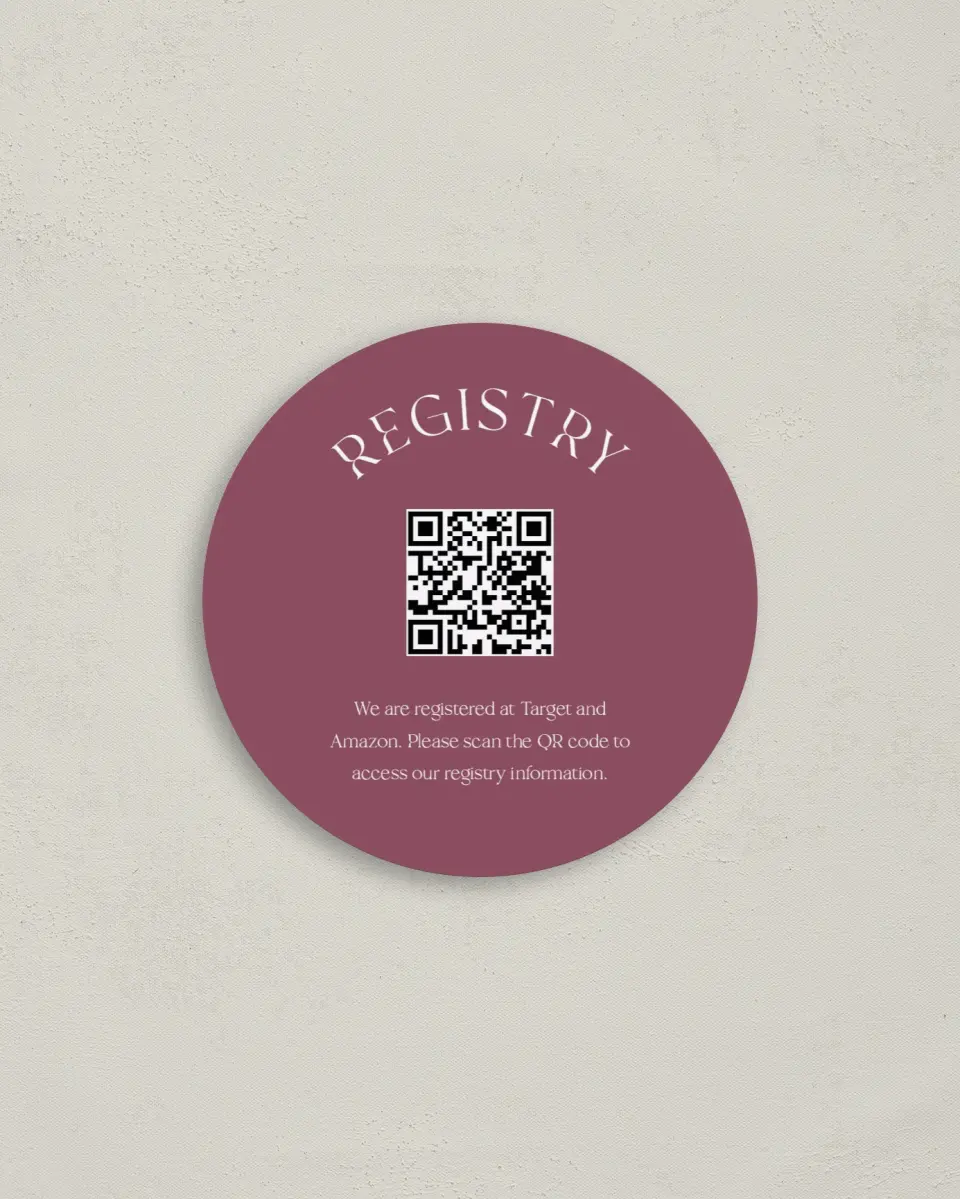 This is a 4" x 4" Registry Card called Classic Chic printed in full color on Luxe Satin (coated) paper