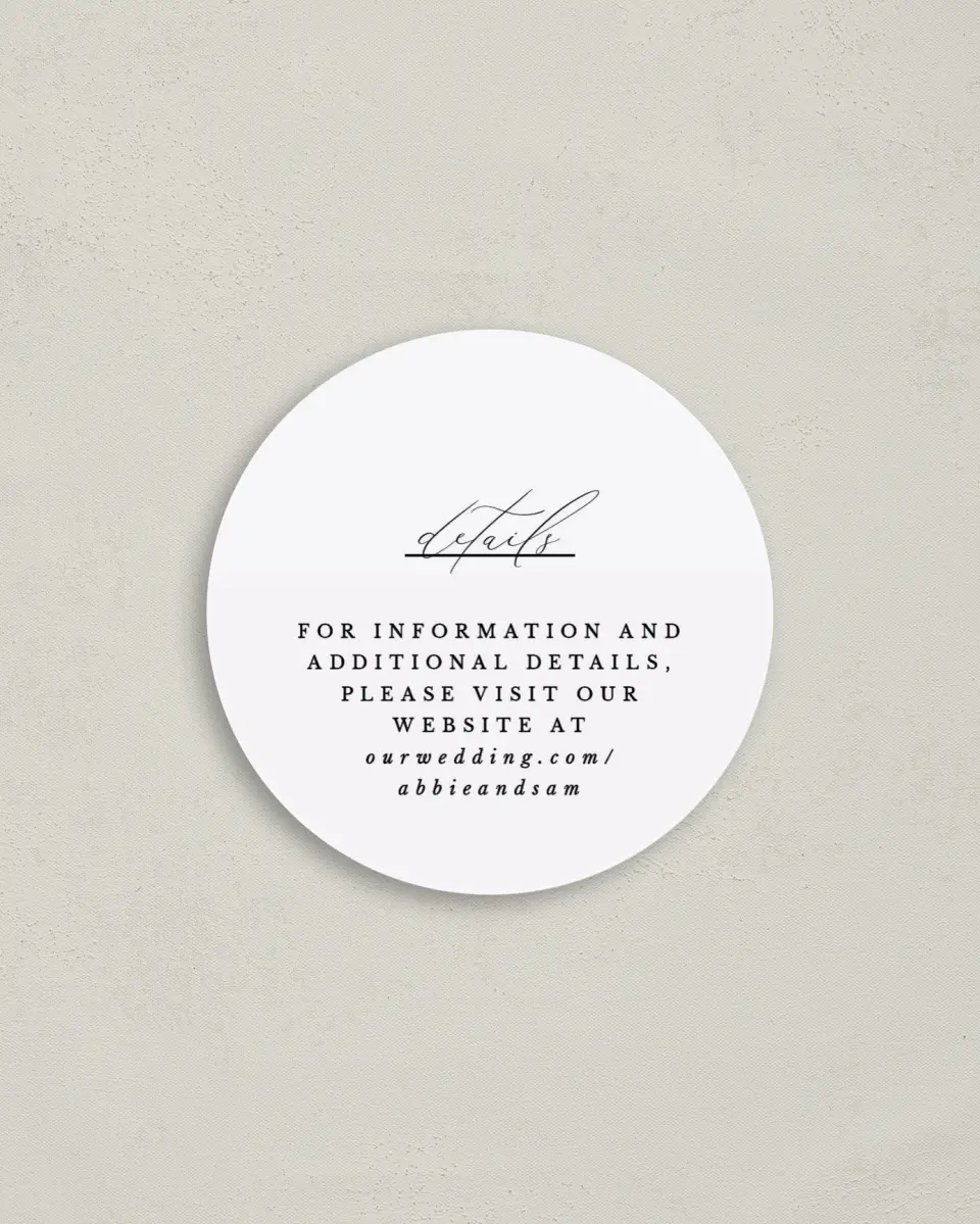 This is a 4" x 4" Details Card called Timeless Wit printed in full color on Luxe Satin (coated) paper