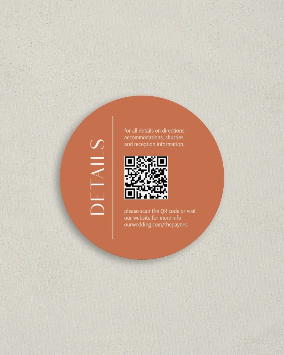 This is a 4" x 4" Details Card called Stylish Slant printed in full color with Silver foil on Luxe Satin (coated) paper