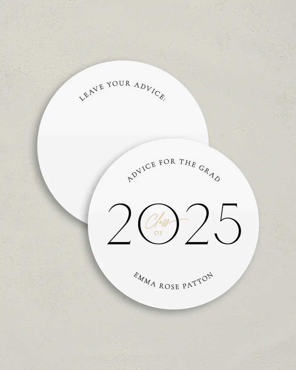 This is a 4" x 4" Advice Card called Brilliant Year printed in full color on Luxe Satin (coated) paper