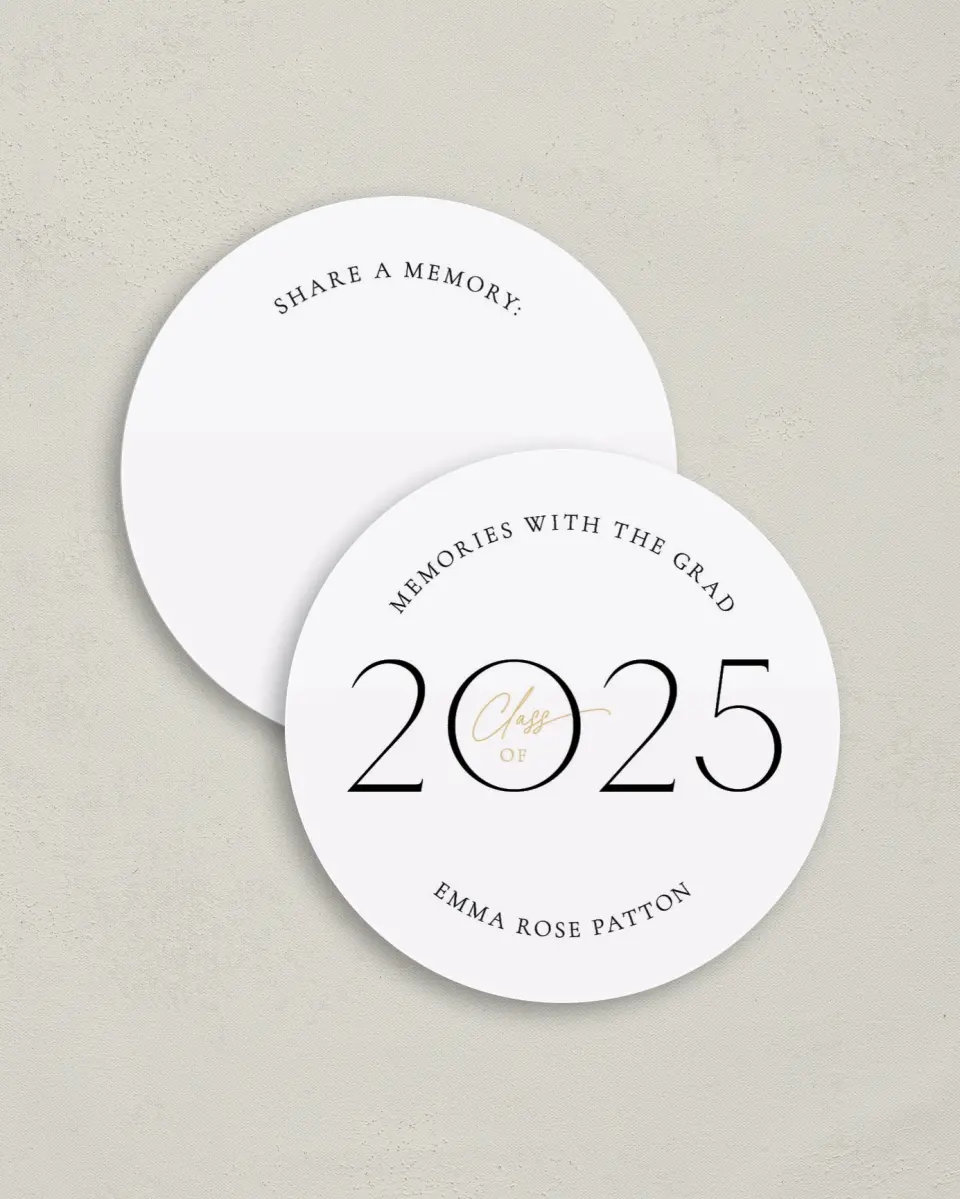 This is a 4" x 4" Share a Memory Card called Brilliant Year printed in full color on Luxe Satin (coated) paper