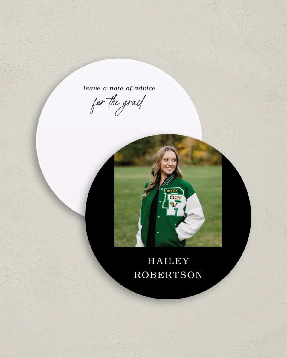 This is a 4" x 4" Advice Card called Proud Moments printed in full color on Luxe Satin (coated) paper