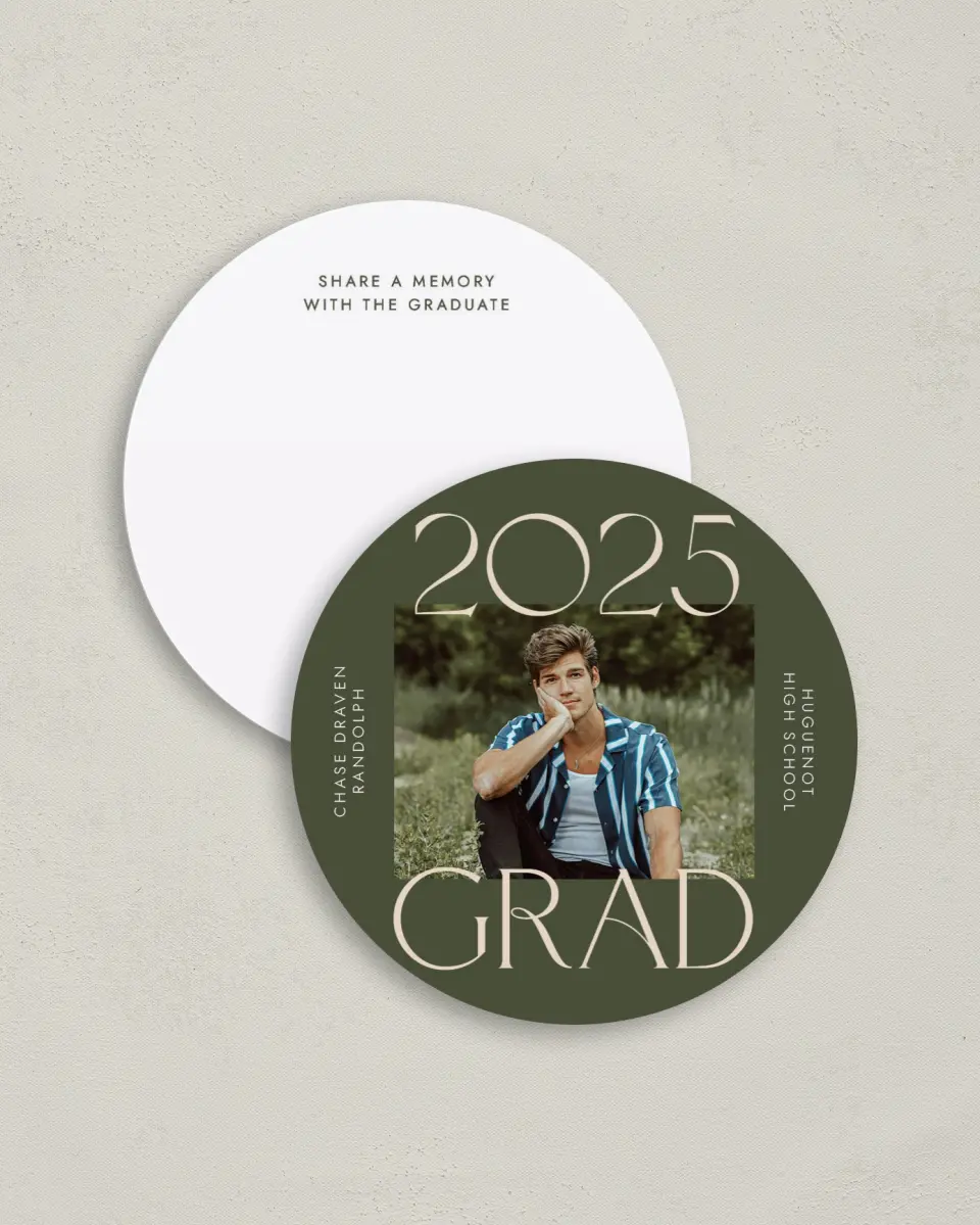 This is a 4" x 4" Share a Memory Card called Grand Year printed in full color on Luxe Satin (coated) paper