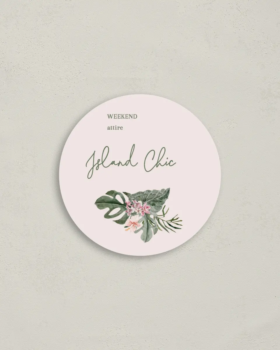 This is a 4" x 4" Bachelorette Party Thank You Card called Idyllic Island printed in full color on Luxe Satin (coated) paper