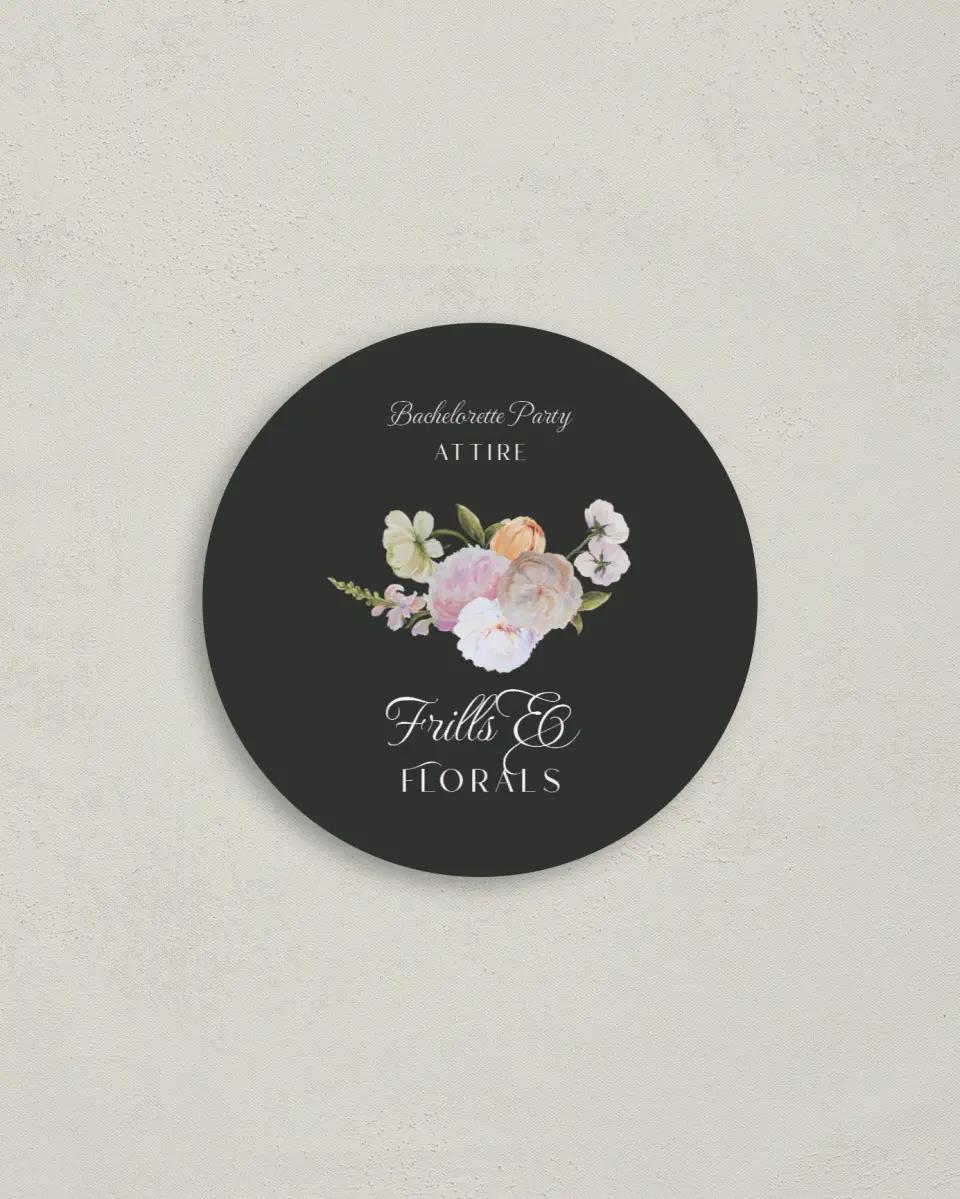 This is a 4" x 4" Bachelorette Party Thank You Card called Floral Feels printed in full color on Luxe Satin (coated) paper