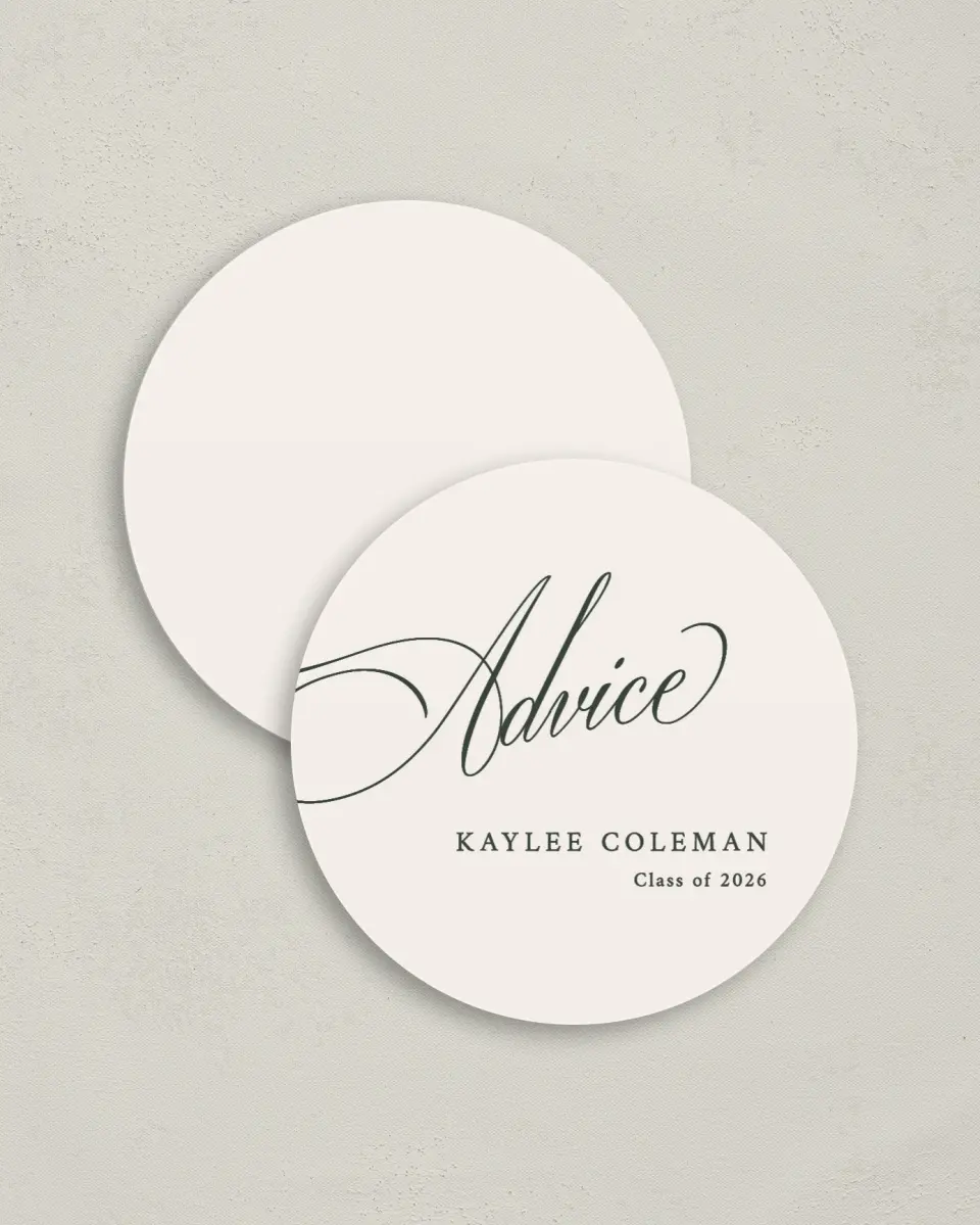 This is a 4" x 4" Advice Card called Grand Flourish printed in full color on Luxe Satin (coated) paper